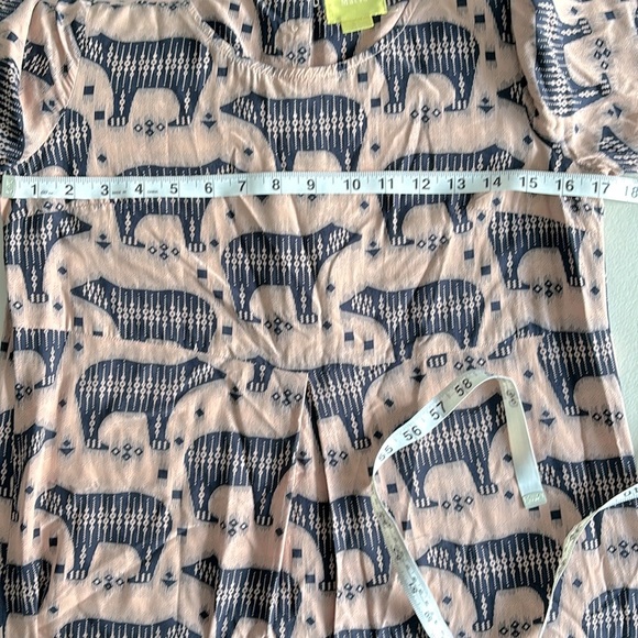 Anthropologie Maeve Zola Bear Print Shift Dress Pink & Blue Animal Print Size 4 - Picture 9 of 11